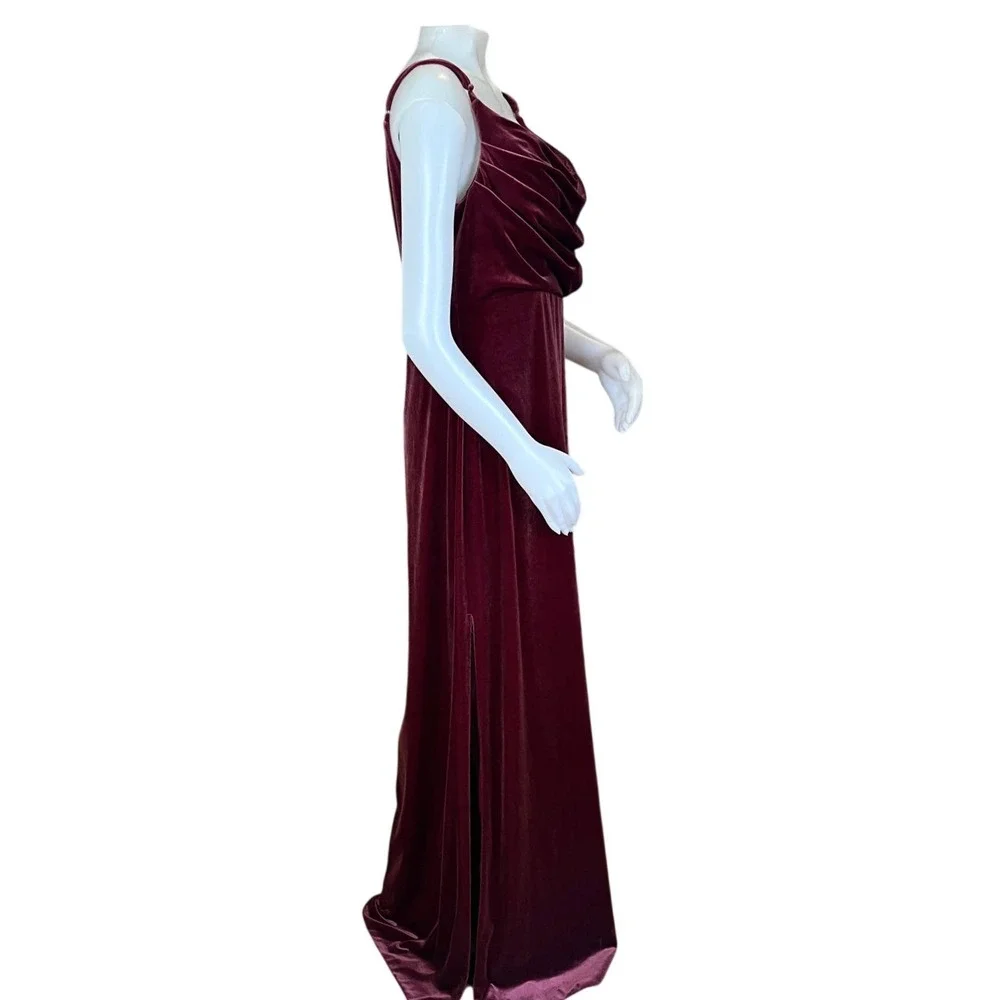 Revelry Nadia Velvet Maxi Dress Cabernet Burgundy Size 16 Formal Bridesmaid - Picture 6 of 10